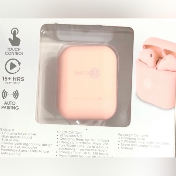 BIconic headsets wireless Bluetooth micro usb charge pink. - Picture 2 of 2